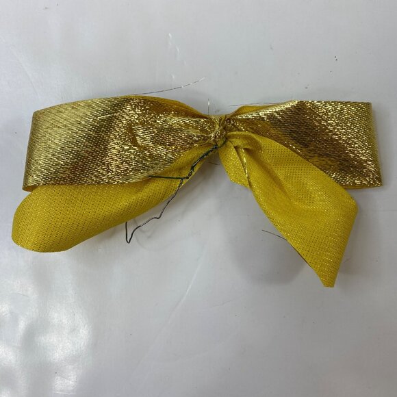 Homemade Gold Shiny Bow Craft Decorations Wire Edged Christmas Ribbon Set of 16 - Picture 3 of 4